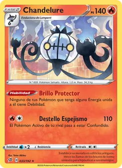 Carta Chandelure de la expansión Choque Rebelde, número 33/192