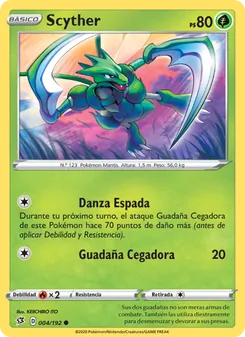 Carta Scyther de la expansión Choque Rebelde, número 4/192