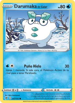 Carta Darumaka de Galar de la expansión Choque Rebelde, número 47/192