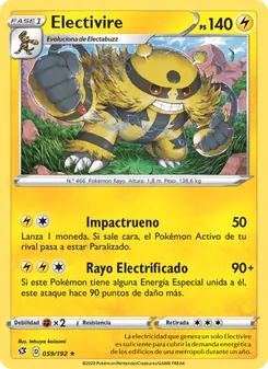 Carta Electivire de la expansión Choque Rebelde, número 59/192