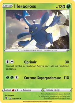 Carta Heracross de la expansión Choque Rebelde, número 6/192
