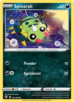 Carta Spinarak de la expansión Oscuridad Incandescente, número 102/189