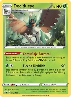 Carta Decidueye de la expansión Oscuridad Incandescente, número 13/189