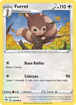 Carta Furret de la expansión Oscuridad Incandescente, número 136/189