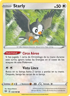 Carta Starly de la expansión Oscuridad Incandescente, número 145/189