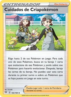 Carta Cuidados de Criapokémon de la expansión Oscuridad Incandescente, número 166/189