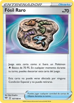 Carta Fósil Raro de la expansión Oscuridad Incandescente, número 167/189