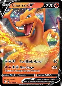Carta Charizard V de la expansión Oscuridad Incandescente, número 19/189