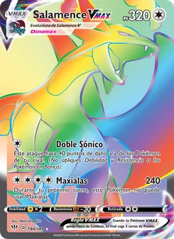 Carta Salamence VMAX de la expansión Oscuridad Incandescente, número 194/189