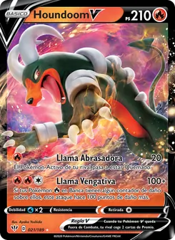 Carta Houndoom V de la expansión Oscuridad Incandescente, número 21/189