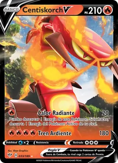 Carta Centiskorch V de la expansión Oscuridad Incandescente, número 33/189