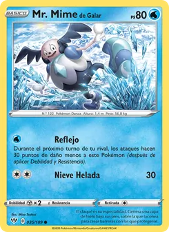 Carta Mr. Mime de Galar de la expansión Oscuridad Incandescente, número 35/189