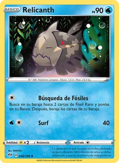 Carta Relicanth de la expansión Oscuridad Incandescente, número 40/189