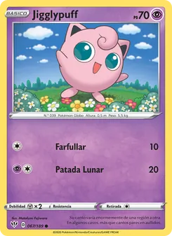 Carta Jigglypuff de la expansión Oscuridad Incandescente, número 67/189