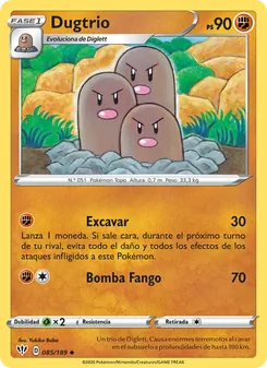 Carta Dugtrio de la expansión Oscuridad Incandescente, número 85/189