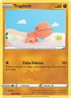 Carta Trapinch de la expansión Oscuridad Incandescente, número 89/189