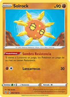 Carta Solrock de la expansión Oscuridad Incandescente, número 92/189