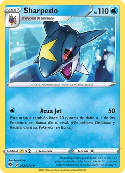 Carta Sharpedo de la expansión Camino de Campeones, número 12/73