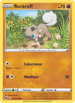 Carta Rockruff de la expansión Camino de Campeones, número 29/73