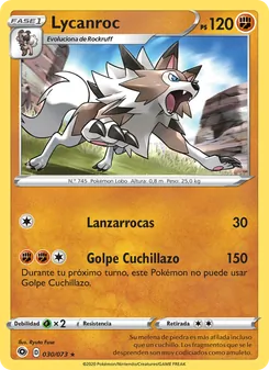 Carta Lycanroc de la expansión Camino de Campeones, número 30/73