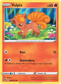 Carta Vulpix de la expansión Camino de Campeones, número 6/73