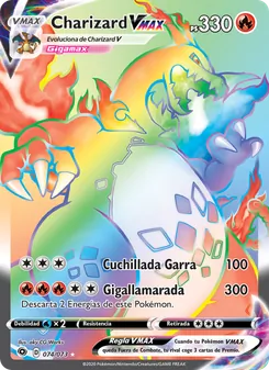 Carta Charizard VMAX de la expansión Camino de Campeones, número 74/73