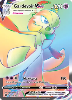 Carta Gardevoir VMAX de la expansión Camino de Campeones, número 76/73
