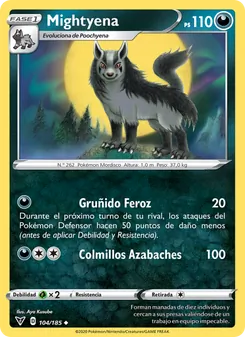 Carta Mightyena de la expansión Voltaje Vívido, número 104/185