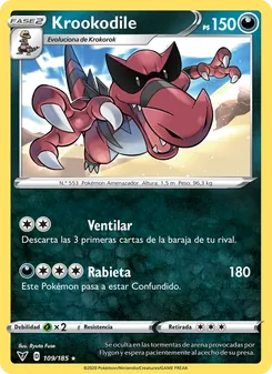 Carta Krookodile de la expansión Voltaje Vívido, número 109/185