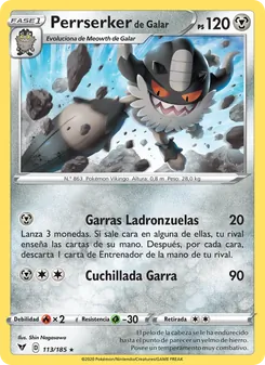 Carta Perrserker de Galar de la expansión Voltaje Vívido, número 113/185
