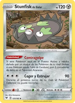 Carta Stunfisk de Galar de la expansión Voltaje Vívido, número 125/185