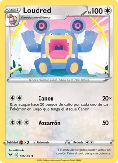 Carta Loudred de la expansión Voltaje Vívido, número 136/185