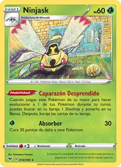 Carta Ninjask de la expansión Voltaje Vívido, número 14/185