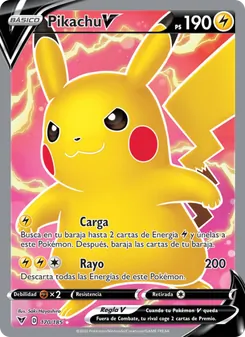 Carta Pikachu V de la expansión Voltaje Vívido, número 170/185