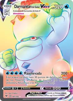 Carta Darmanitan de Galar VMAX de la expansión Voltaje Vívido, número 187/185