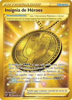 Carta Insignia de Héroes de la expansión Voltaje Vívido, número 201/185