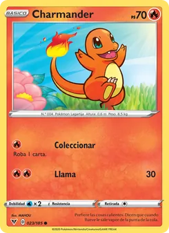 Carta Charmander de la expansión Voltaje Vívido, número 23/185