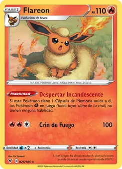 Carta Flareon de la expansión Voltaje Vívido, número 26/185