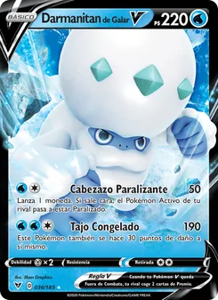 Carta Darmanitan de Galar V de la expansión Voltaje Vívido, número 36/185
