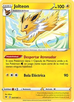 Carta Jolteon de la expansión Voltaje Vívido, número 47/185