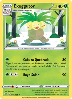 Carta Exeggutor de la expansión Voltaje Vívido, número 5/185