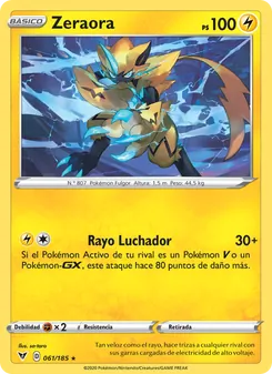 Carta Zeraora de la expansión Voltaje Vívido, número 61/185