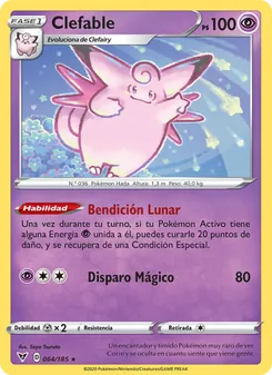 Carta Clefable de la expansión Voltaje Vívido, número 64/185