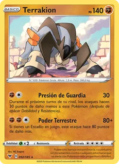 Carta Terrakion de la expansión Voltaje Vívido, número 92/185