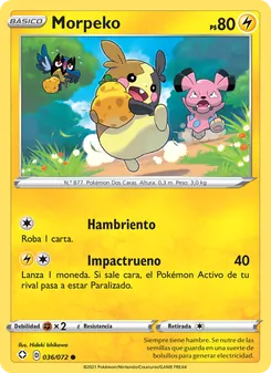 Carta Morpeko de la expansión Destinos Brillantes, número 36/72