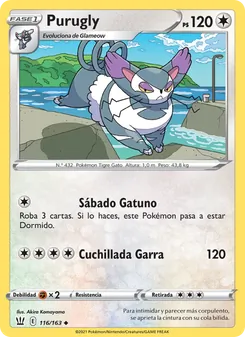 Carta Purugly de la expansión Estilos de Combate, número 116/163