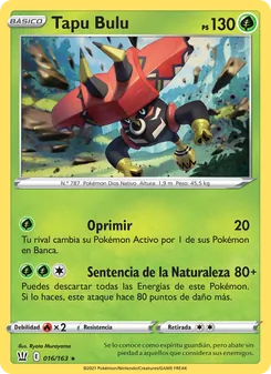 Carta Tapu Bulu de la expansión Estilos de Combate, número 16/163