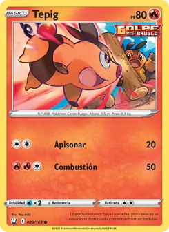 Carta Tepig de la expansión Estilos de Combate, número 23/163