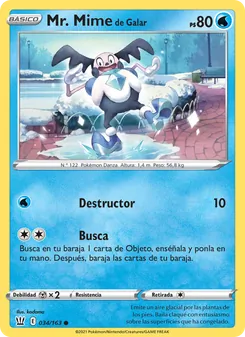 Carta Mr. Mime de Galar de la expansión Estilos de Combate, número 34/163