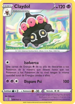 Carta Claydol de la expansión Estilos de Combate, número 58/163